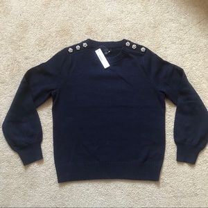 J Crew Navy Sweater with Jewel Buttons Size M NWT